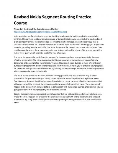 Revised Nokia Segment Routing Practice Course