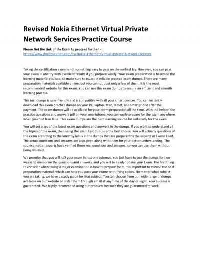 Revised Nokia Ethernet Virtual Private Network Services Practice Course