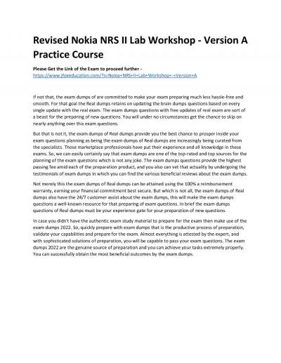 Revised Nokia NRS II Lab Workshop - Version A Practice Course