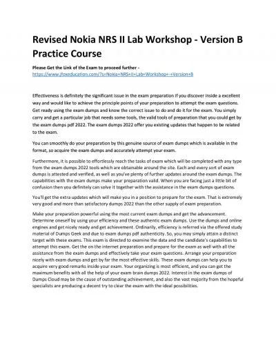 Revised Nokia NRS II Lab Workshop - Version B Practice Course