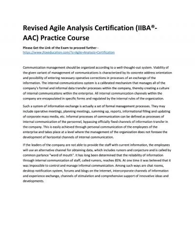 Revised Agile Analysis Certification (IIBA®-AAC) Practice Course