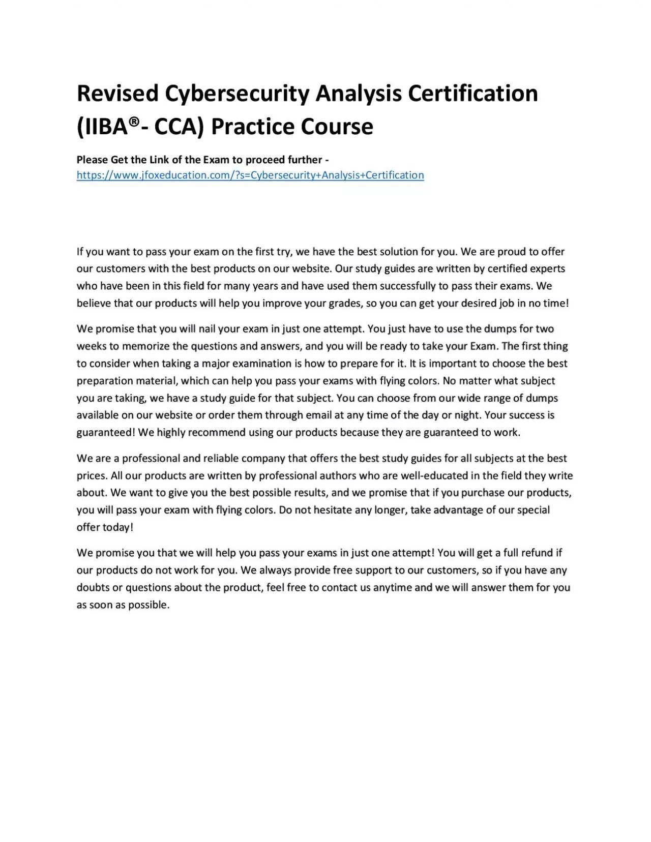 PDF-Revised Cybersecurity Analysis Certification (IIBA®- CCA) Practice Course