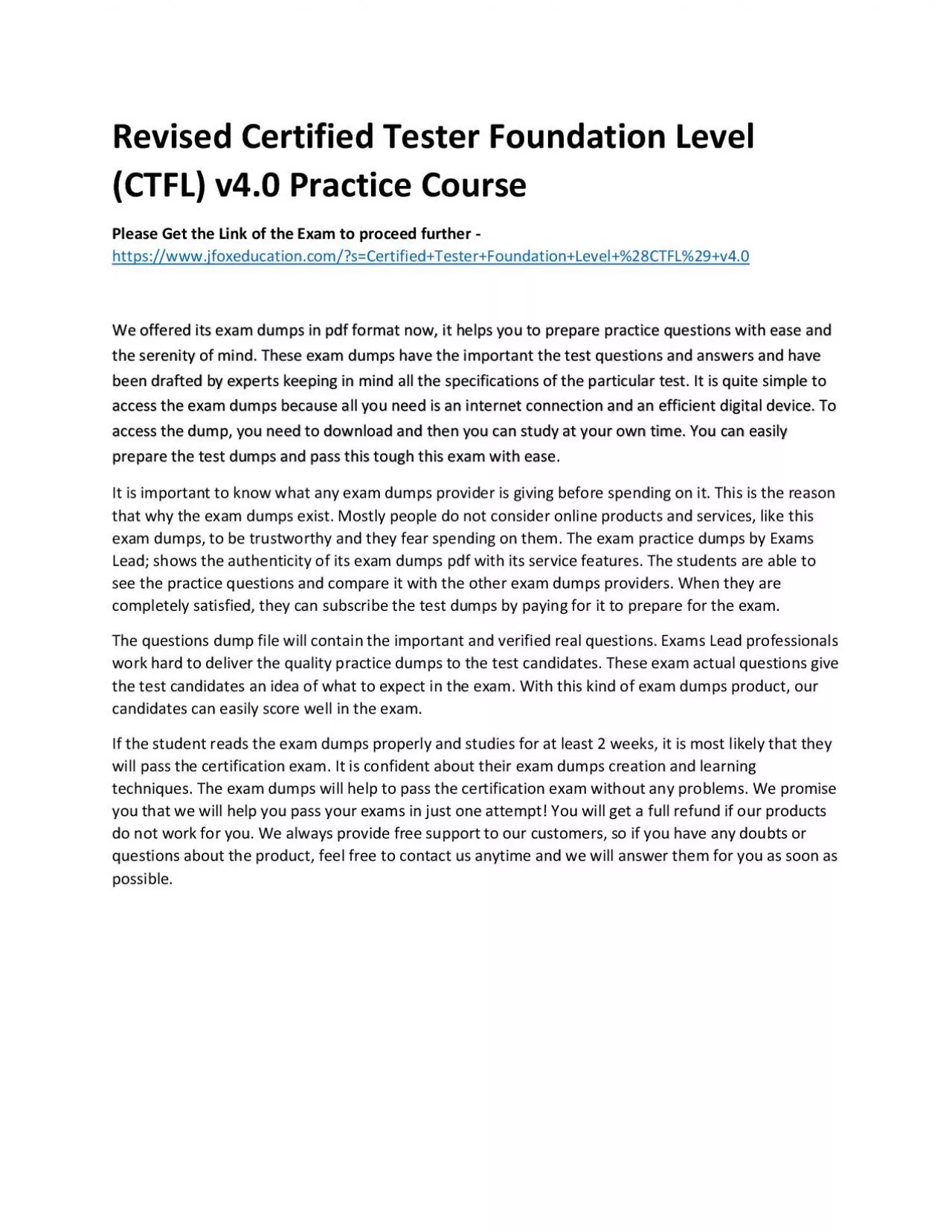 PDF-Revised Certified Tester Foundation Level (CTFL) v4.0 Practice Course