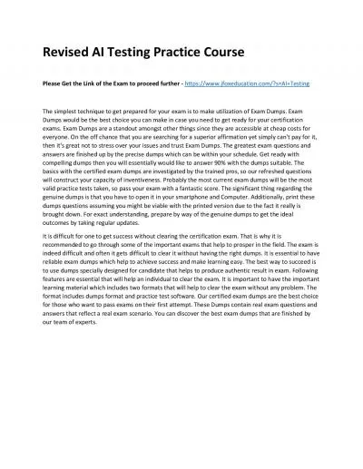 Revised AI Testing Practice Course