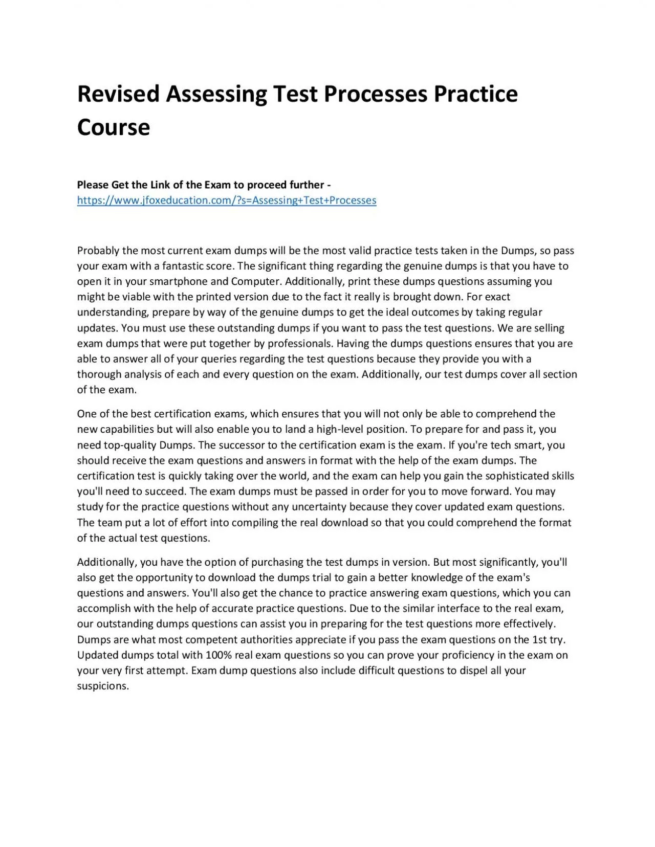 PDF-Revised Assessing Test Processes Practice Course