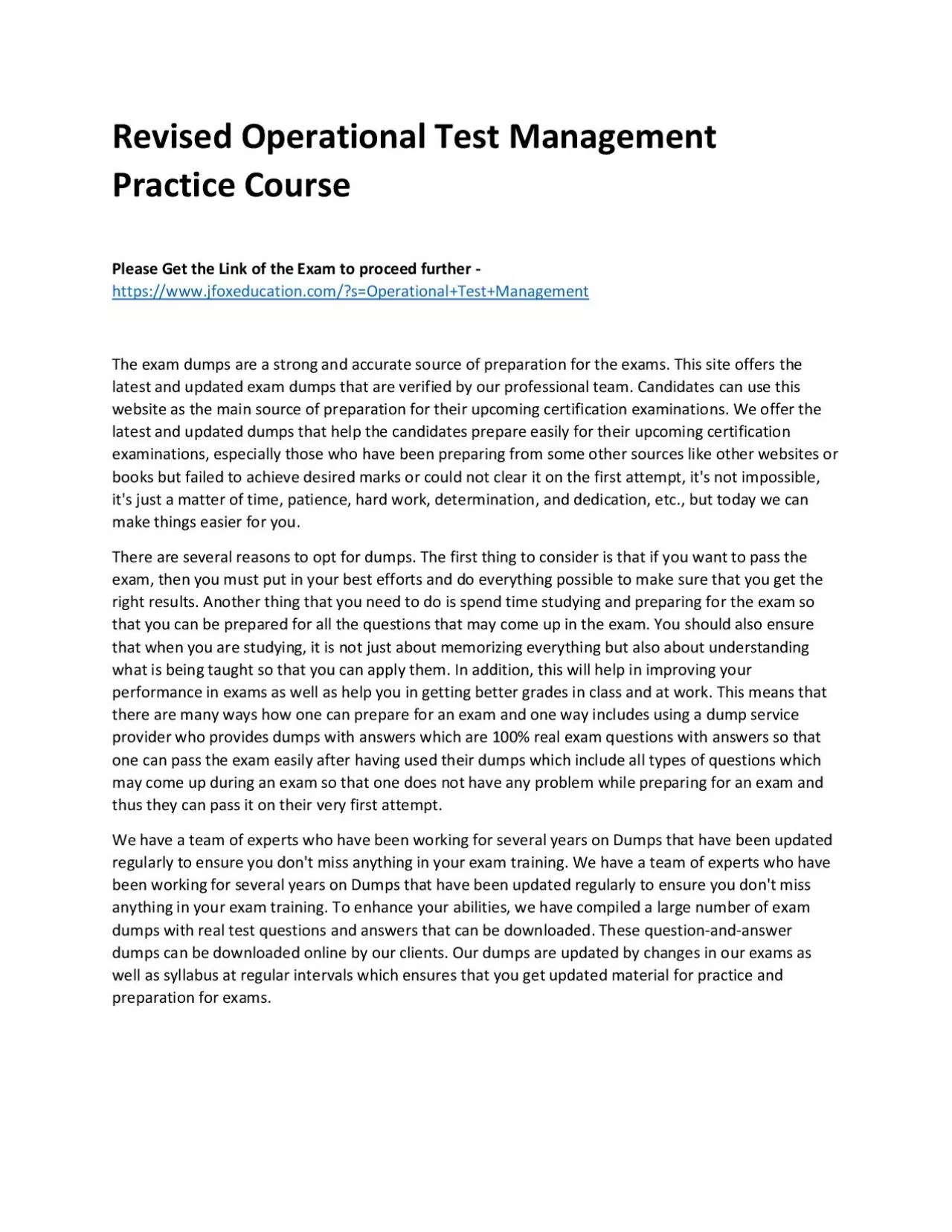 PDF-Revised Operational Test Management Practice Course