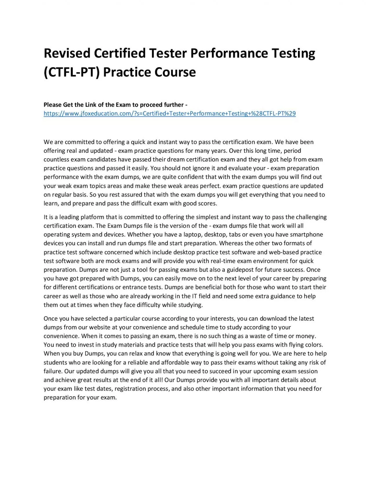 PDF-Revised Certified Tester Performance Testing (CTFL-PT) Practice Course