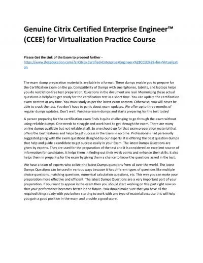 Genuine Citrix Certified Enterprise Engineer™ (CCEE) for Virtualization Practice Course