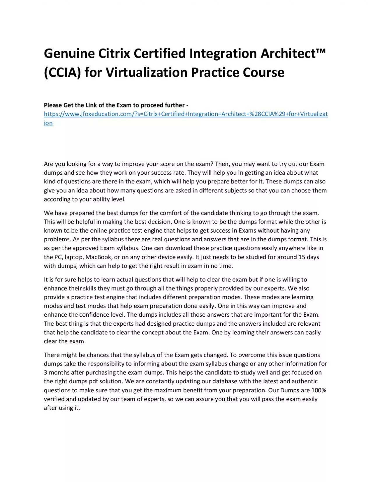 PDF-Genuine Citrix Certified Integration Architect™ (CCIA) for Virtualization Practice Course