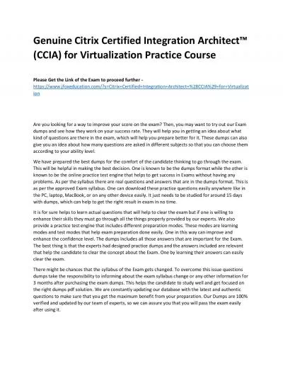 Genuine Citrix Certified Integration Architect™ (CCIA) for Virtualization Practice Course