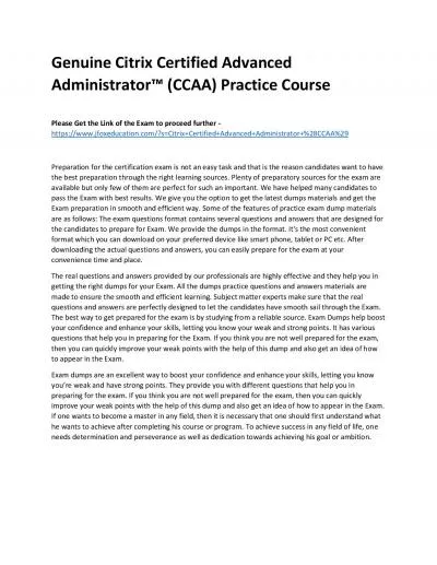 Genuine Citrix Certified Advanced Administrator™ (CCAA) Practice Course