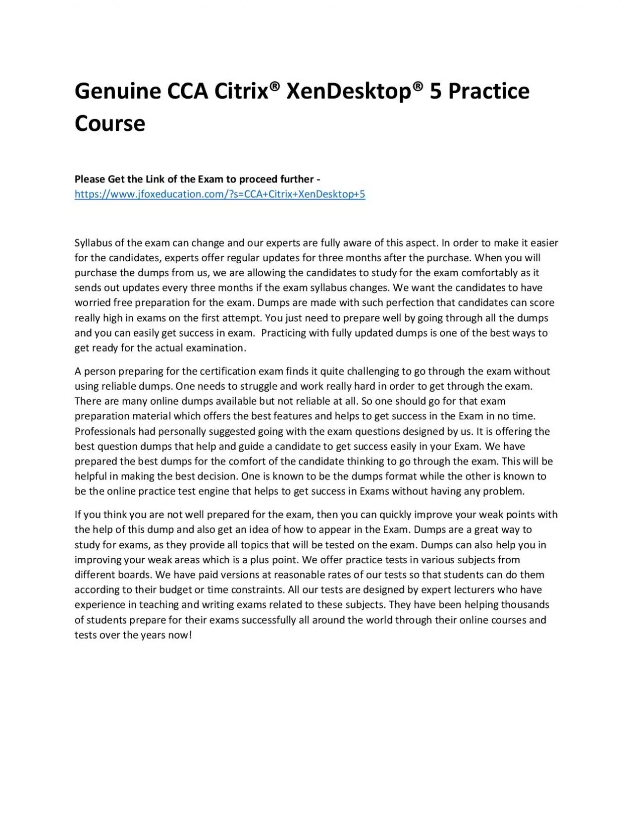 PDF-Genuine CCA Citrix® XenDesktop® 5 Practice Course