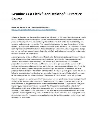 Genuine CCA Citrix® XenDesktop® 5 Practice Course