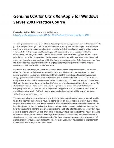 Genuine CCA for Citrix XenApp 5 for Windows Server 2003 Practice Course