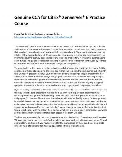 Genuine CCA for Citrix® XenServer® 6 Practice Course