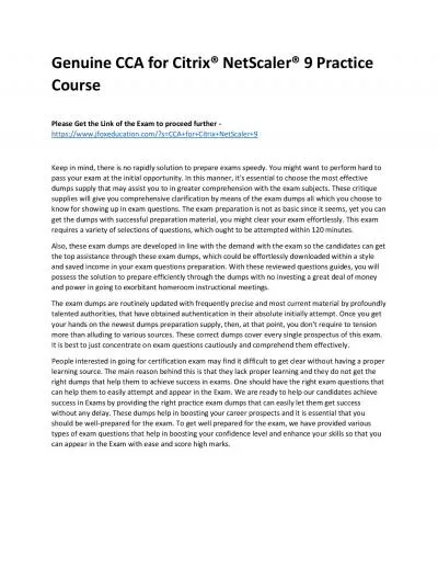 Genuine CCA for Citrix® NetScaler® 9 Practice Course