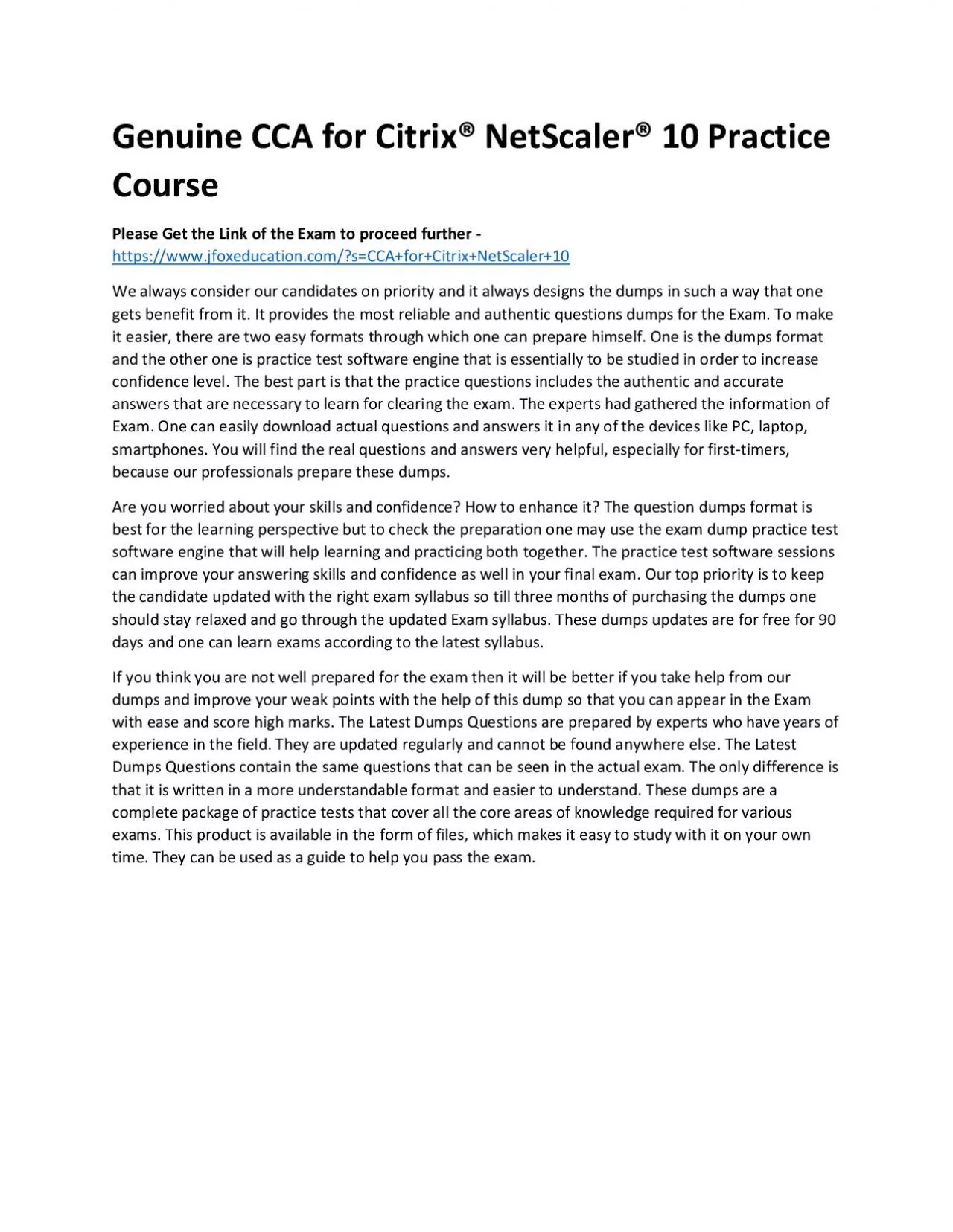 PDF-Genuine CCA for Citrix® NetScaler® 10 Practice Course