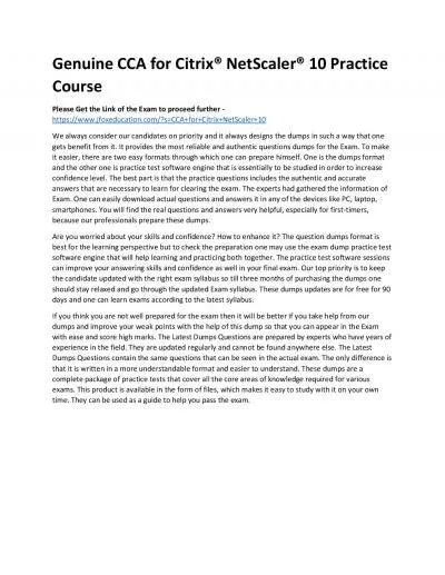 Genuine CCA for Citrix® NetScaler® 10 Practice Course