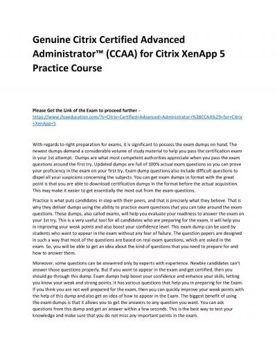 Genuine Citrix Certified Advanced Administrator™ (CCAA) for Citrix XenApp 5 Practice Course