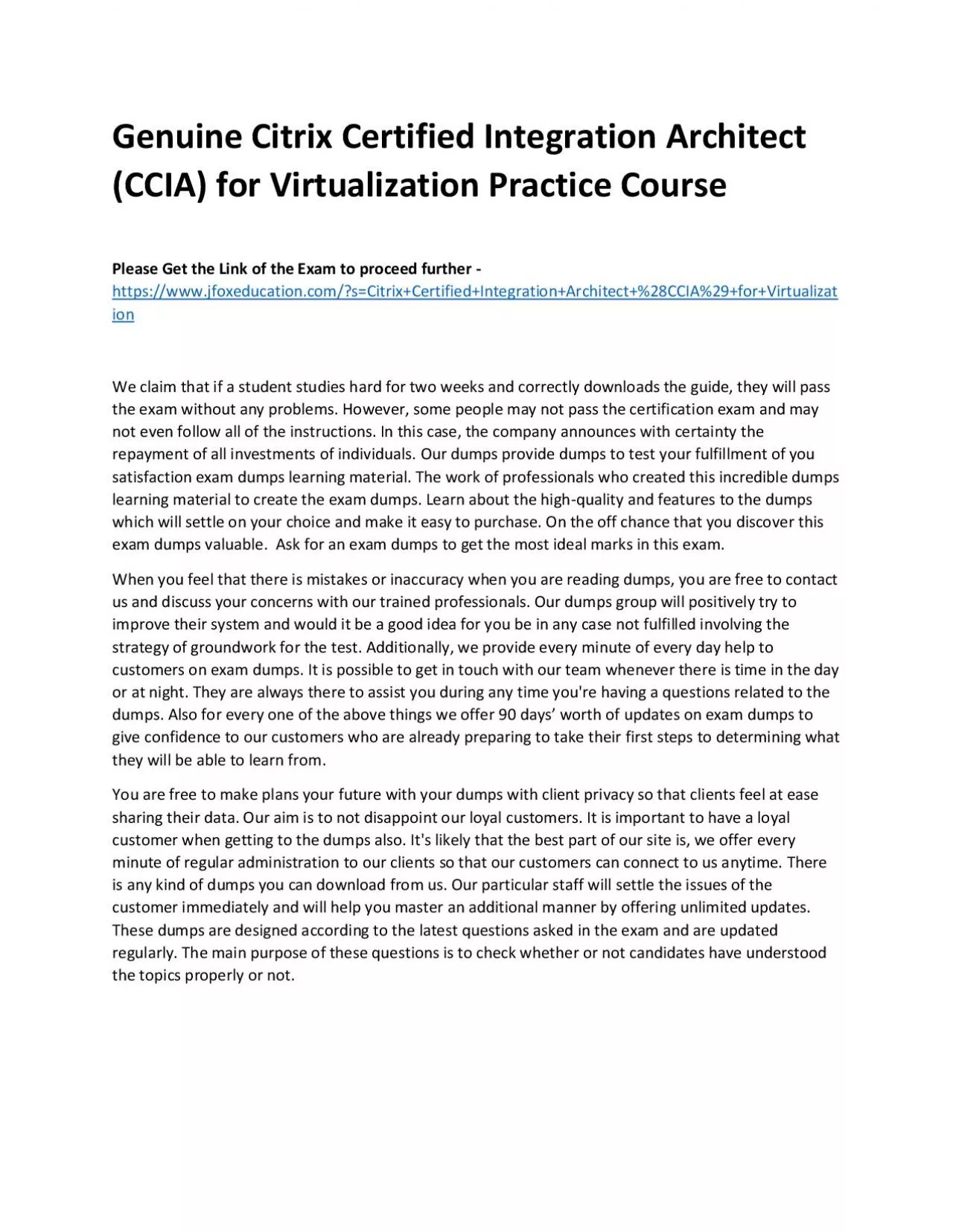 PDF-Genuine Citrix Certified Integration Architect (CCIA) for Virtualization Practice Course