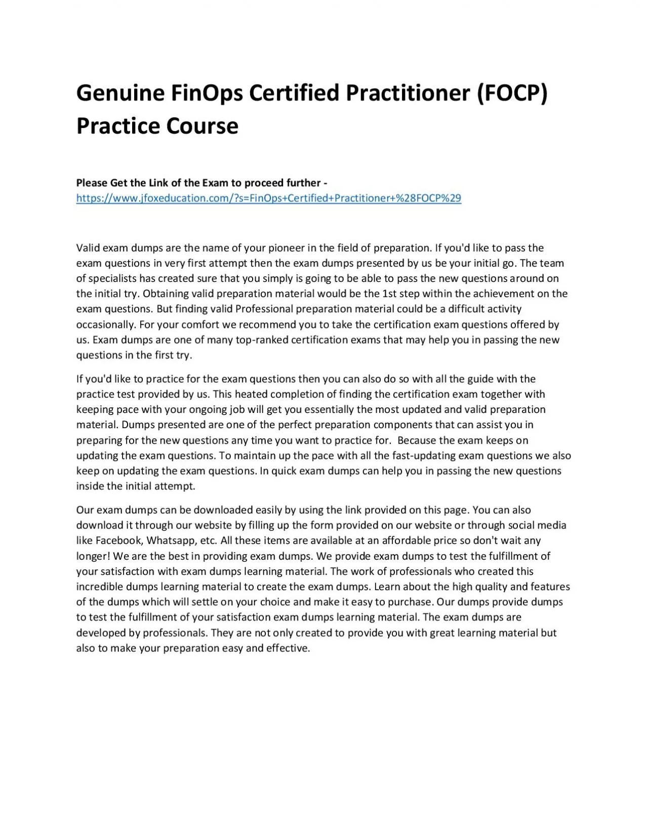 PDF-Genuine FinOps Certified Practitioner (FOCP) Practice Course