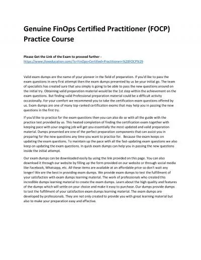 Genuine FinOps Certified Practitioner (FOCP) Practice Course