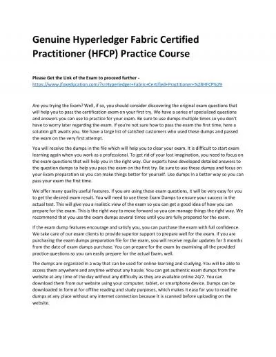 Genuine Hyperledger Fabric Certified Practitioner (HFCP) Practice Course