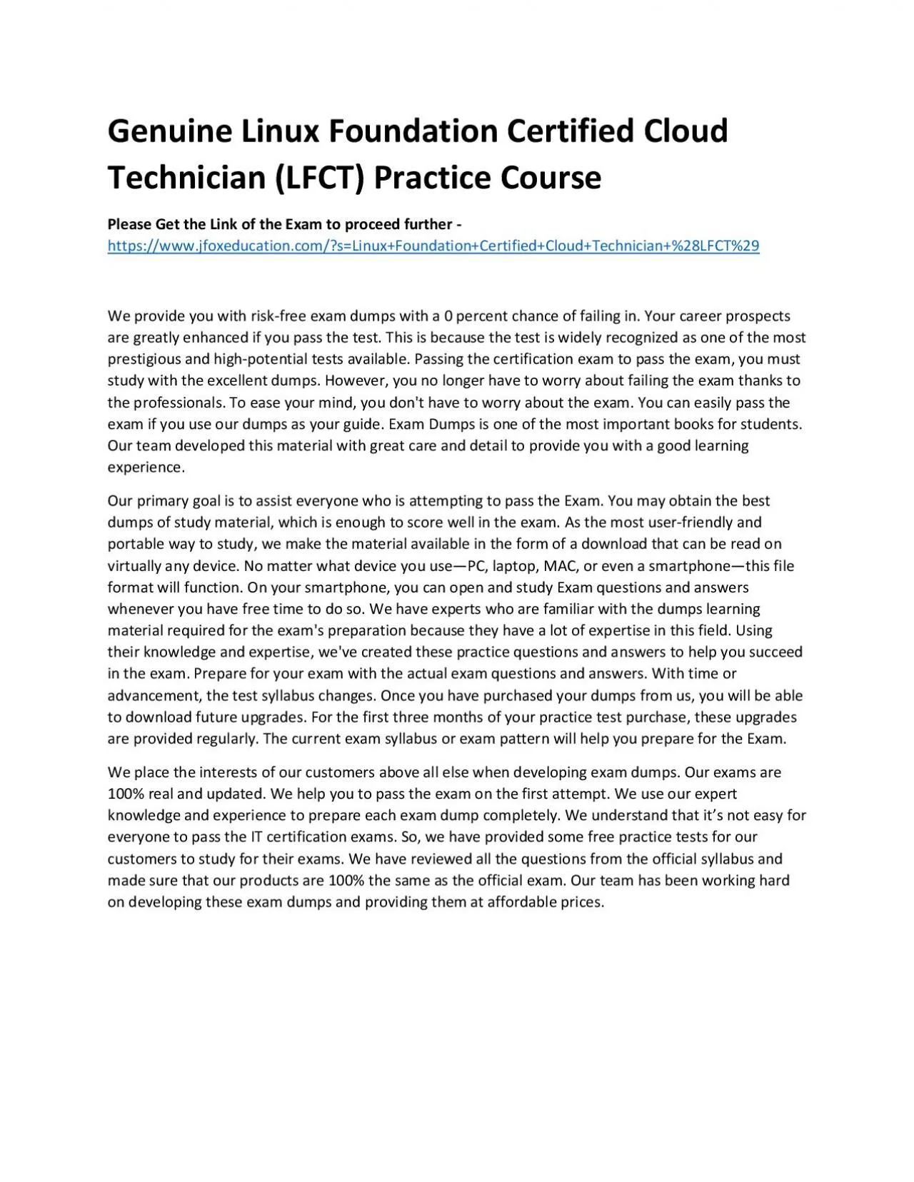 PDF-Genuine Linux Foundation Certified Cloud Technician (LFCT) Practice Course