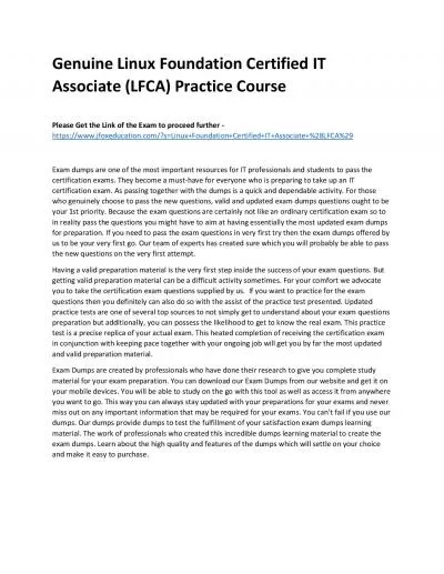 Genuine Linux Foundation Certified IT Associate (LFCA) Practice Course