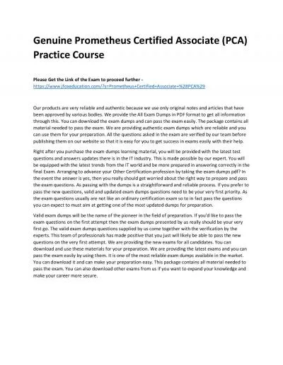 Genuine Prometheus Certified Associate (PCA) Practice Course