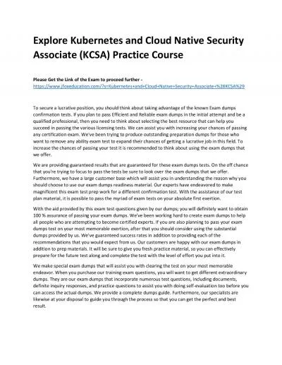 Explore Kubernetes and Cloud Native Security Associate (KCSA) Practice Course