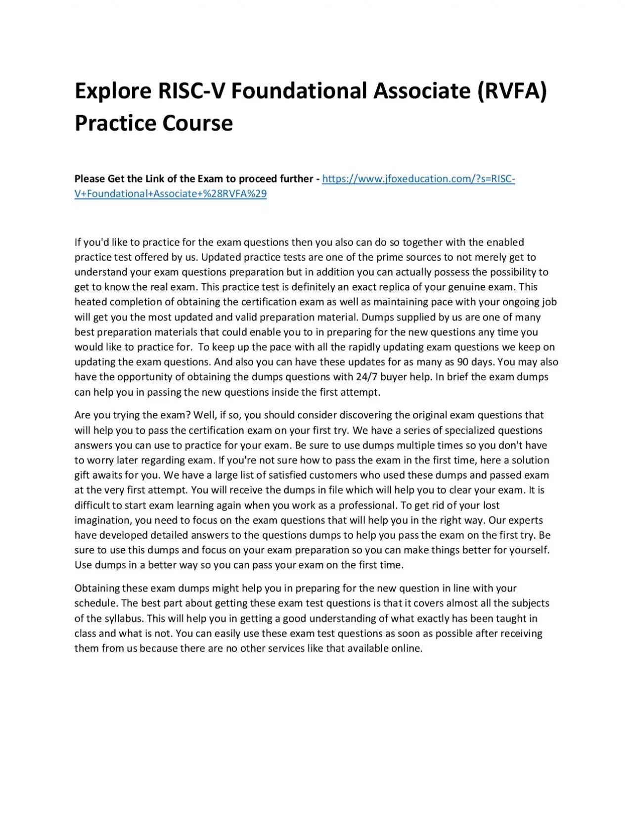 PDF-Explore RISC-V Foundational Associate (RVFA) Practice Course