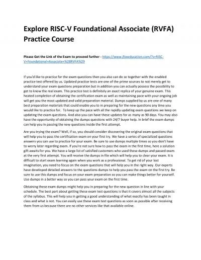 Explore RISC-V Foundational Associate (RVFA) Practice Course