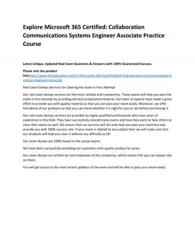 Explore Microsoft 365 Certified: Collaboration Communications Systems Engineer Associate