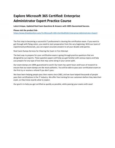 Explore Microsoft 365 Certified: Enterprise Administrator Expert Practice Course