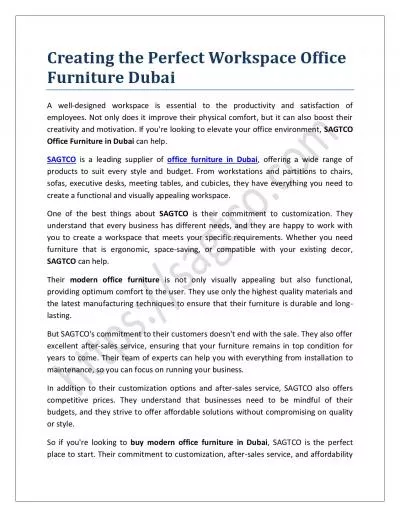 Creating the Perfect Workspace Office Furniture Dubai