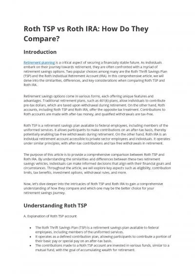 Roth TSP vs Roth IRA: How Do They Compare?