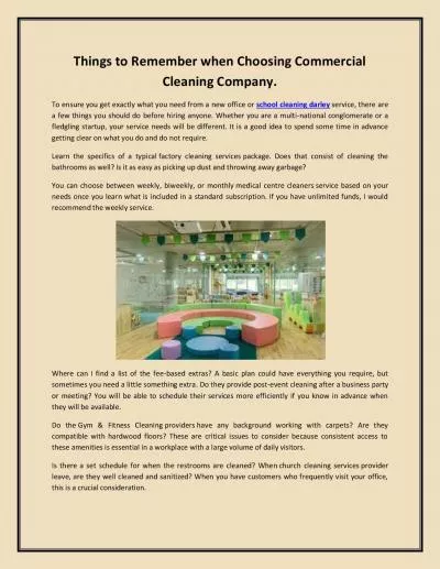 Things to Remember when Choosing Commercial Cleaning Company.