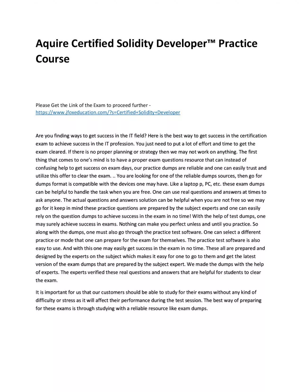 PDF-Aquire Certified Solidity Developer™ Practice Course