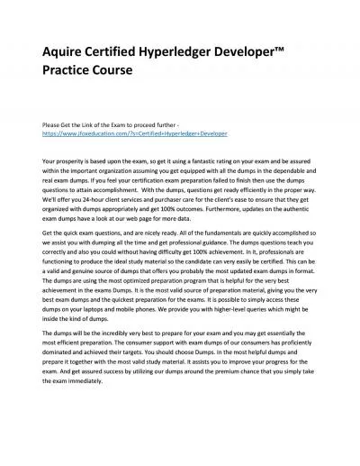 Aquire Certified Hyperledger Developer™ Practice Course