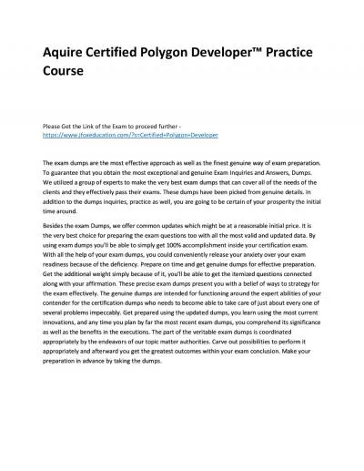 Aquire Certified Polygon Developer™ Practice Course