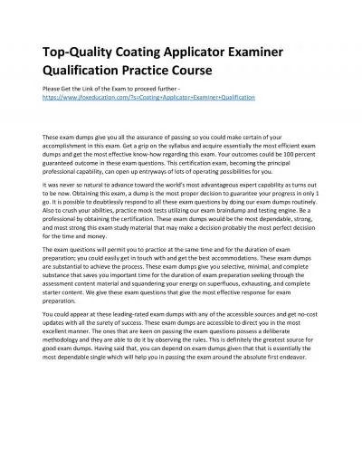 Top-Quality Coating Applicator Examiner Qualification Practice Course