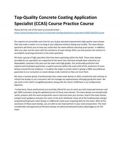 Top-Quality Concrete Coating Application Specialist (CCAS) Course Practice Course