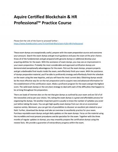 Aquire Certified Blockchain & HR Professional™ Practice Course