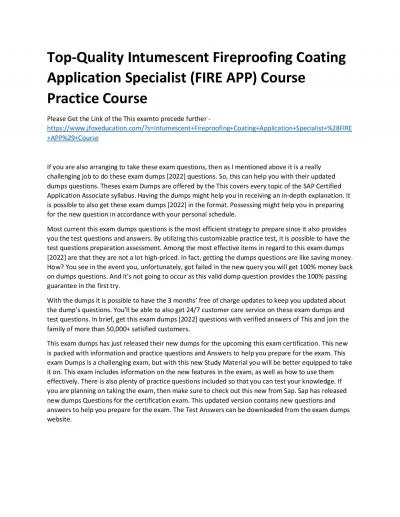 Top-Quality Intumescent Fireproofing Coating Application Specialist (FIRE APP) Course