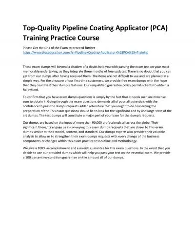 Top-Quality Pipeline Coating Applicator (PCA) Training Practice Course