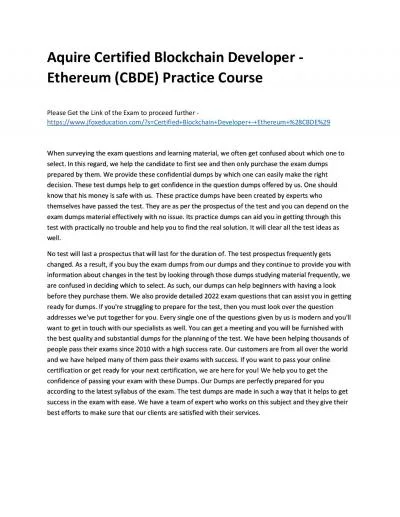 Aquire Certified Blockchain Developer - Ethereum (CBDE) Practice Course