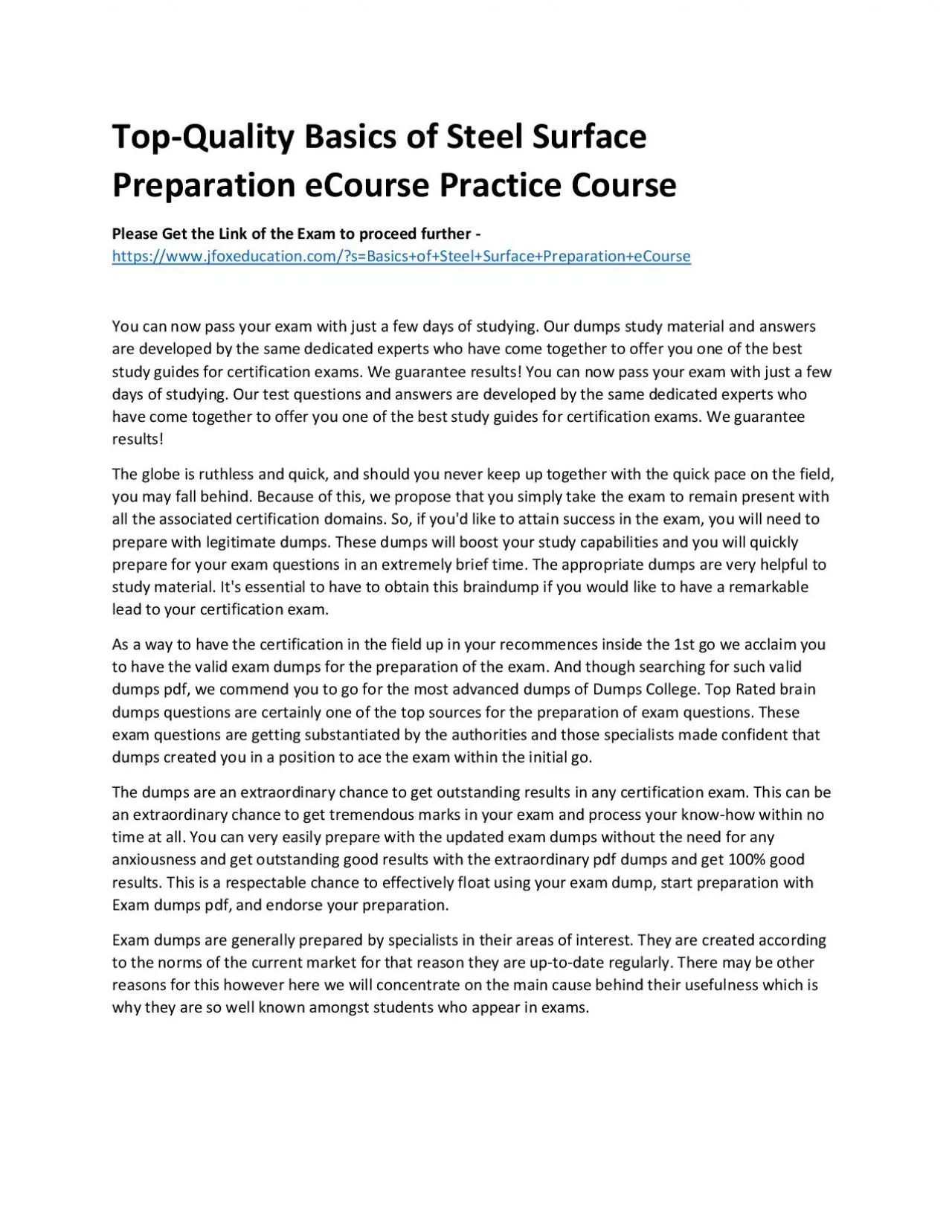 PDF-Top-Quality Basics of Steel Surface Preparation eCourse Practice Course