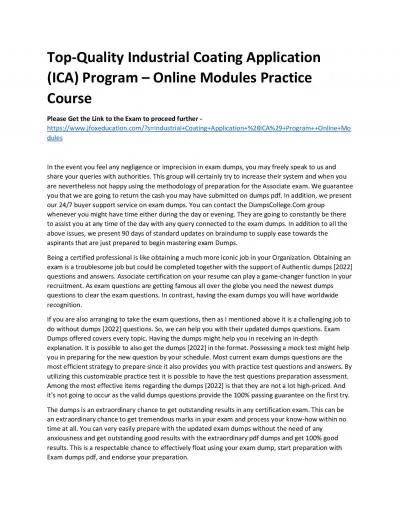 Top-Quality Industrial Coating Application (ICA) Program – Online Modules Practice Course