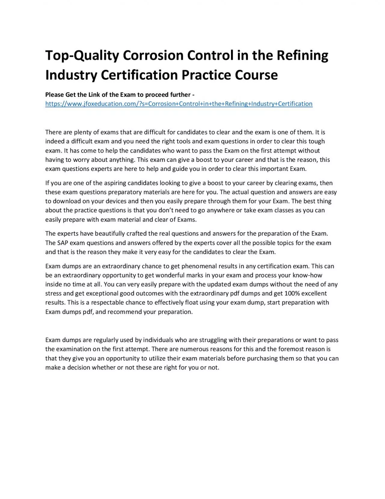 PDF-Top-Quality Corrosion Control in the Refining Industry Certification Practice Course